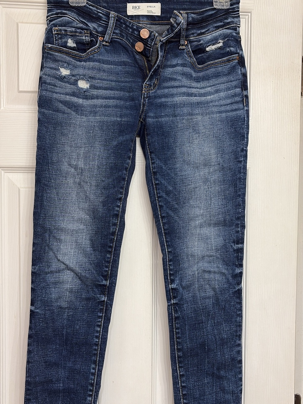 BKE Dark Blue Distressed Skinny Jeans